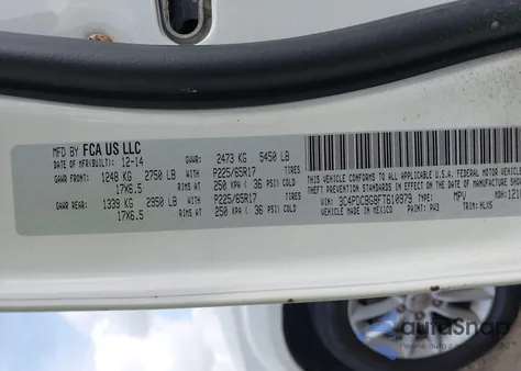 2015 Dodge Journey Sxt z USA, uszkodzony, nr VIN 3C4PDCBG8FT610979